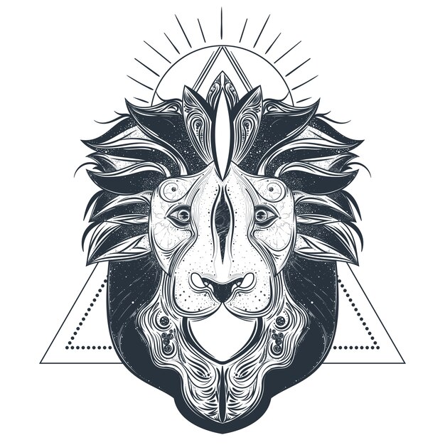 Lion head line sztuki ilustracji wektorowych