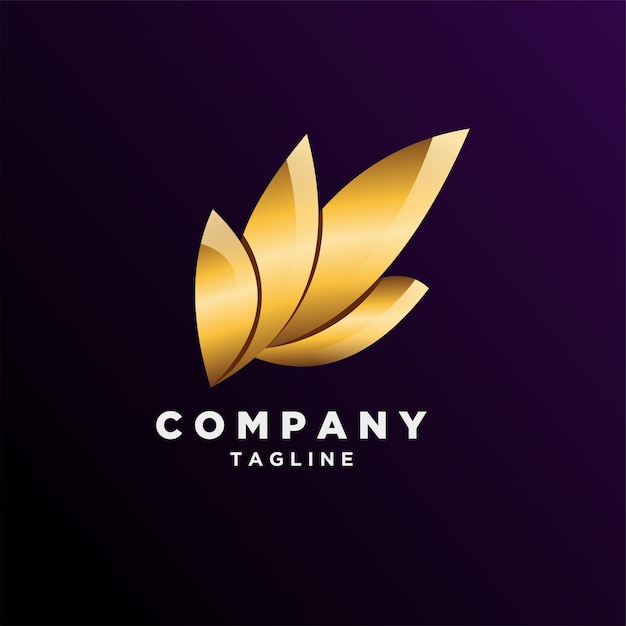 Liść logo gradientowy minimalistyczny design