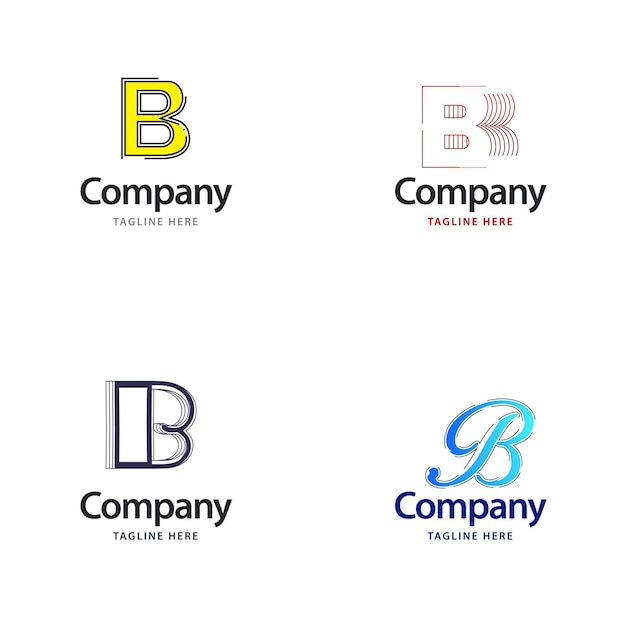 Litera B Big Logo Pack Design Kreatywny nowoczesny projekt logo dla Twojej firmy Vector Ilustracja nazwy marki