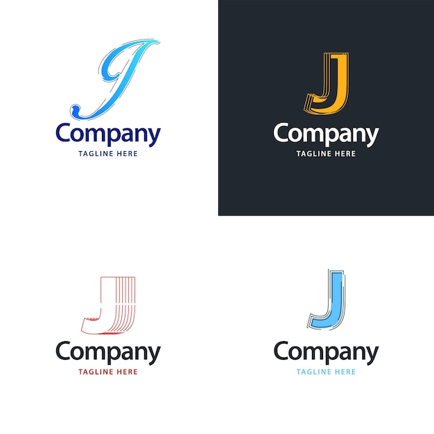 Bezpłatny wektor litera j big logo pack design kreatywny nowoczesny projekt logo dla twojej firmy