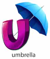 Bezpłatny wektor litera u dla parasola