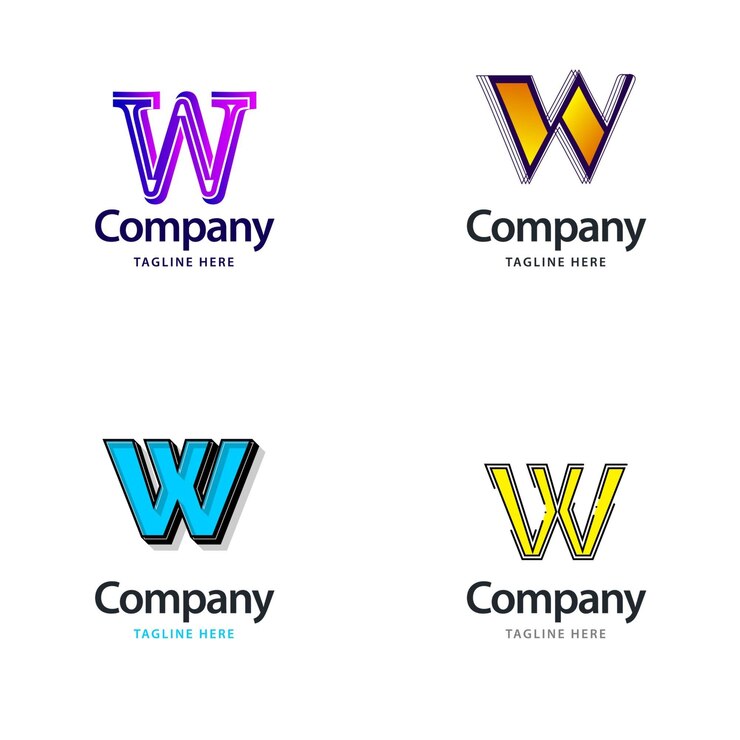 Bezpłatny plik Wektor litera w big logo pack design kreatywny nowoczesny projekt logo dla twojej firmy vector ilustracja nazwy marki