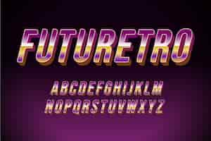Bezpłatny wektor litery alfabetu i słowa „retro w przyszłości” 3d efekt retro