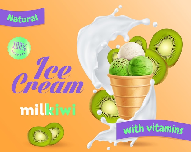 Lody Z Kiwi I Mlekiem