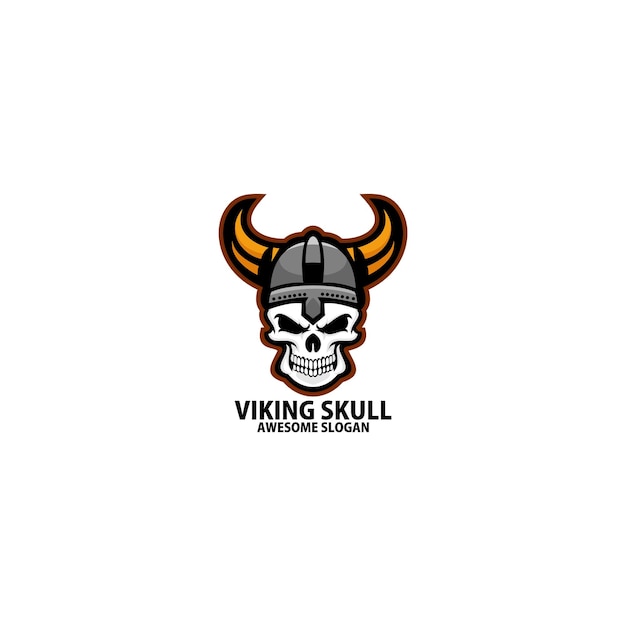 Bezpłatny wektor logo czaszki wikingów do gier e-sportowych