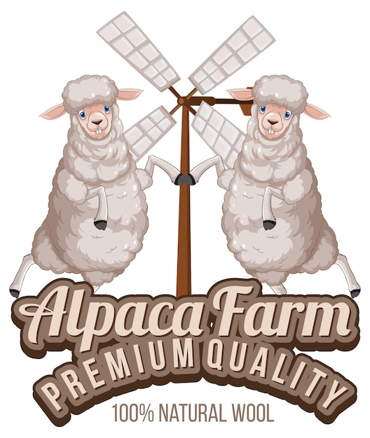 Bezpłatny wektor logo farmy alpaki dla produktów z wełny