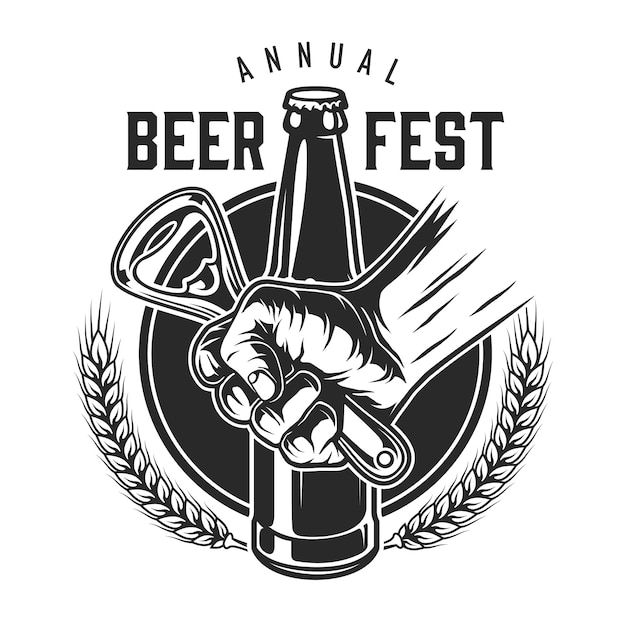 Bezpłatny wektor logo festiwalu piwa w stylu vintage