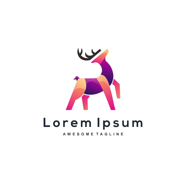 Logo ilustracja jelenia gradient kolorowy styl