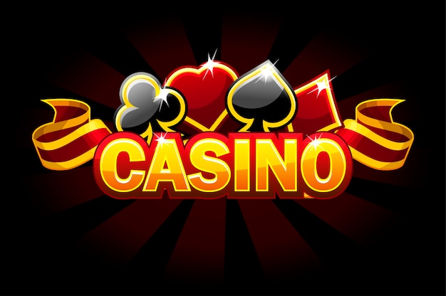 Bezpłatny wektor logo kasyna w tle ze znakami kart do gry.