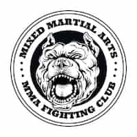Bezpłatny wektor logo klubu walki z wściekłym psem. logo klubu kickboxingu i walki z wściekłym psem. ilustracja na białym tle wektor