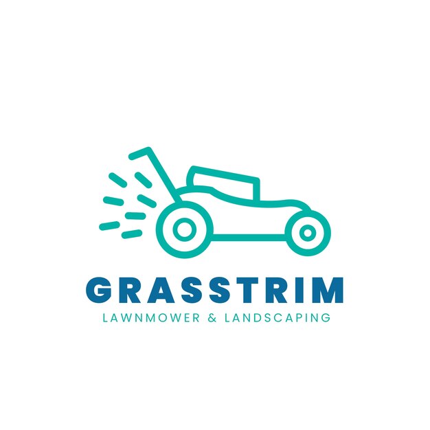 Logo kosiarki do trawy o płaskiej konstrukcji