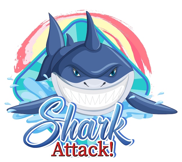 Logo Marine Z Dużym Niebieskim Rekinem I Tekstem Ataku Shark