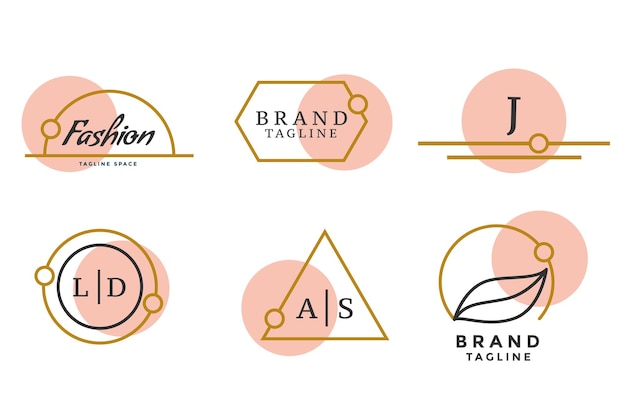 Bezpłatny wektor logo marki modowej lub monogramy zestaw sześciu