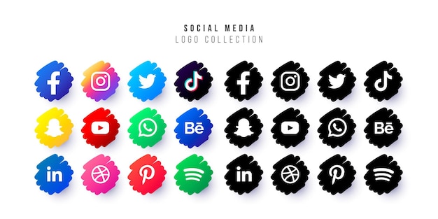 Bezpłatny wektor logo mediów społecznościowych z nabazgranymi odznakami