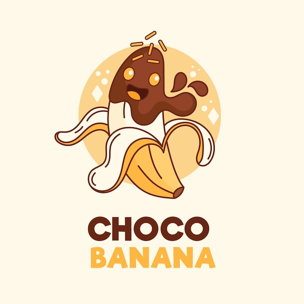 Bezpłatny wektor logo postaci banana choco