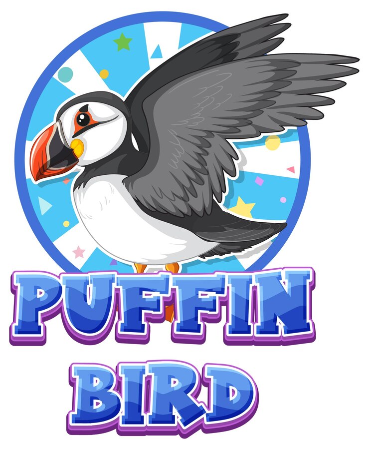 Bezpłatny plik Wektor logo ptaka puffin z postacią z kartonu