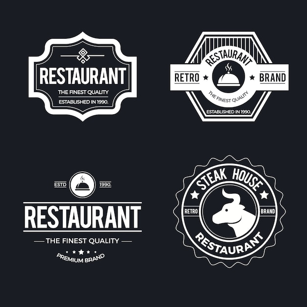 Bezpłatny wektor logo rocznika zestaw szablonów restauracji