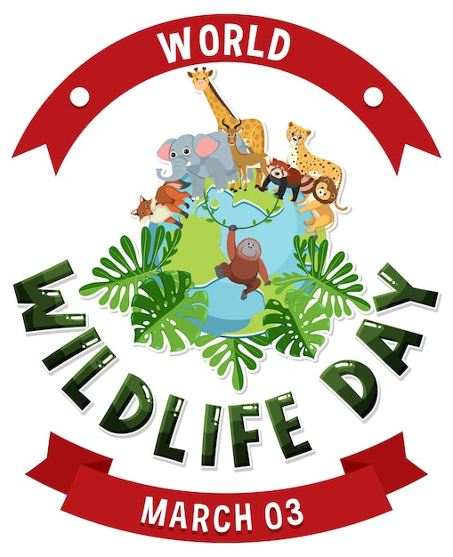 Bezpłatny wektor logo światowego dnia dzikiej przyrody