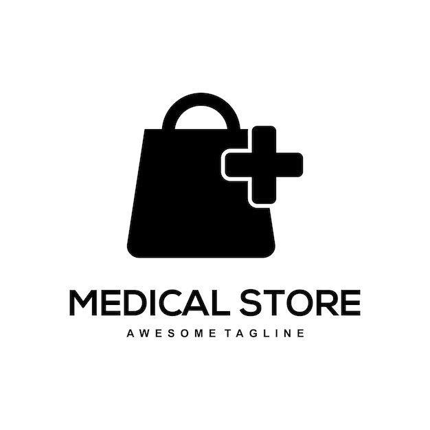 Bezpłatny wektor logo sylwetka sklepu medycznego
