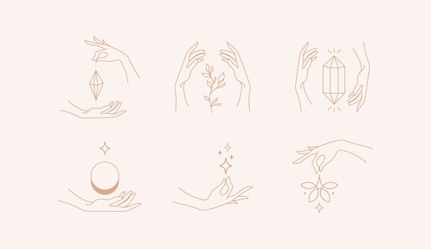 Logo szablon wektor projekt liniowy ręce