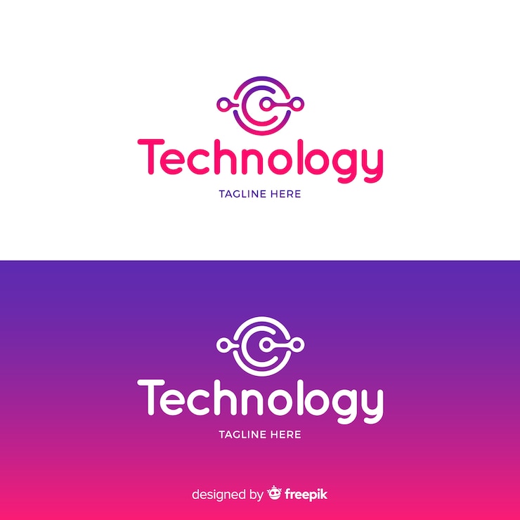 Bezpłatny plik Wektor logo technologii w stylu gradientu