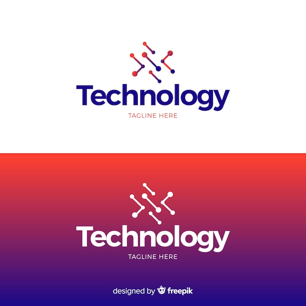 Bezpłatny wektor logo technologii w stylu gradientu