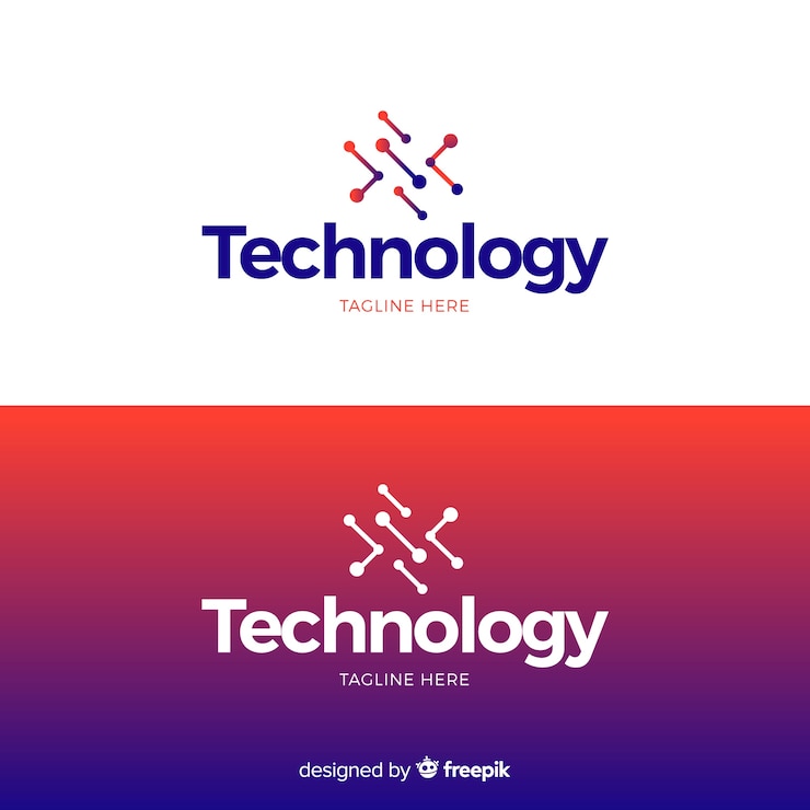 Bezpłatny plik Wektor logo technologii w stylu gradientu