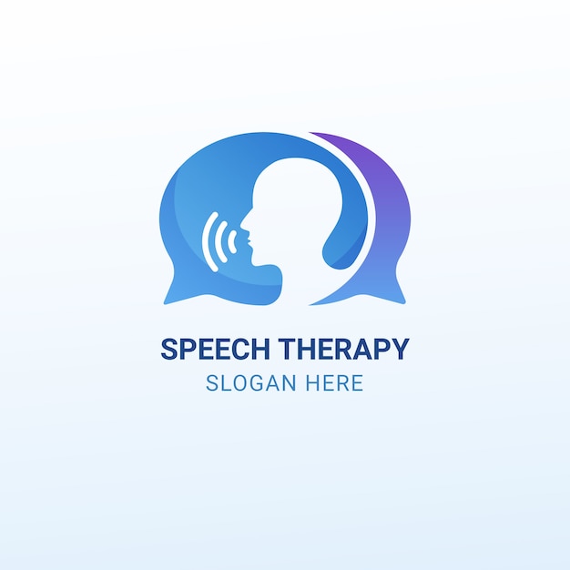 Bezpłatny wektor logo terapii mowy gradientowej