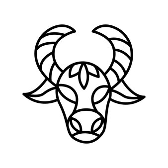 Logo wektor głowa byka ręcznie rysowane piktogram rogaty dzikich zwierząt
