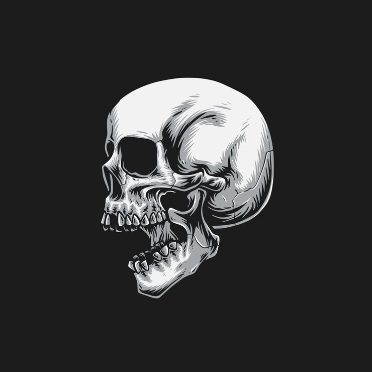 Logo wektora czaszki w skali szarości