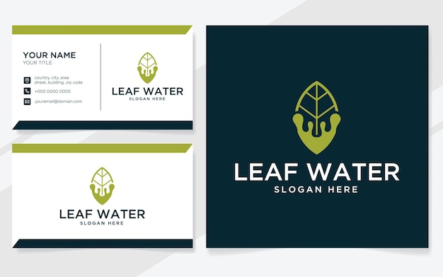 Logo wody liścia odpowiednie dla firmy z szablonem wizytówki