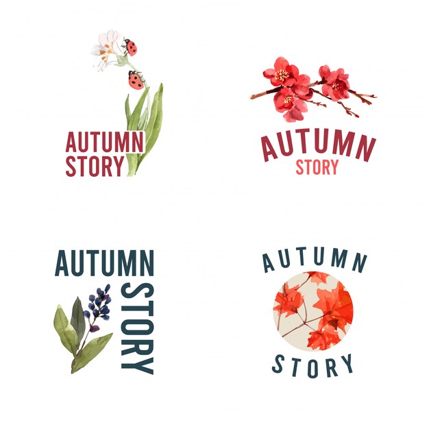 Logo z jesiennym lasem i zwierzętami