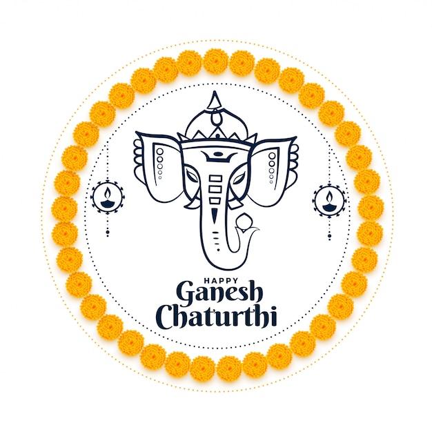 Lord Ganesh Chaturthi Festiwal Indyjski życzenia Karty