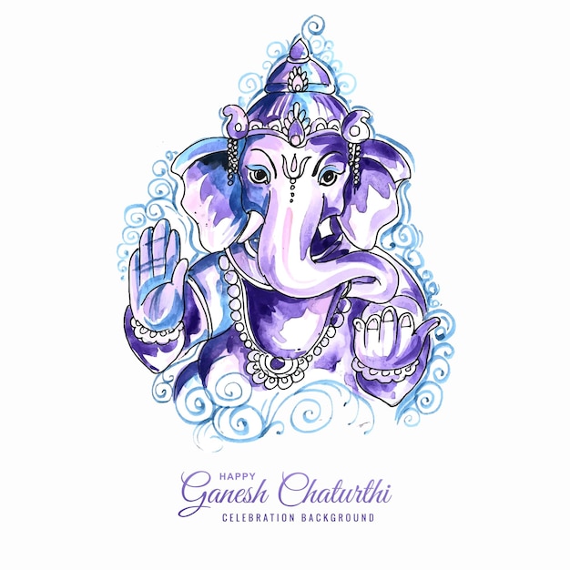 Bezpłatny wektor lord ganesha festiwal projektu karty ganeśćaturthi