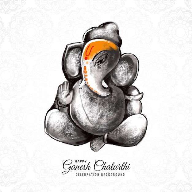 Lord Ganpati Na Ganesh Chaturthi Piękny Zielony Liść Wakacje Karta Tło