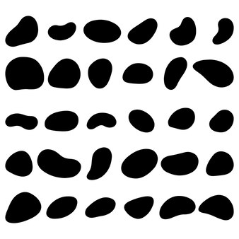 Losowa plama, kleks. organiczny kleks, kleks. losowy kropelka organicznych okrągły wzór geometryczny na białym tle. ilustracji wektorowych.