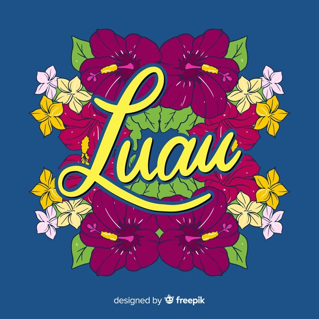 Luau Słowo Hawajczyk Kwitnie Tło