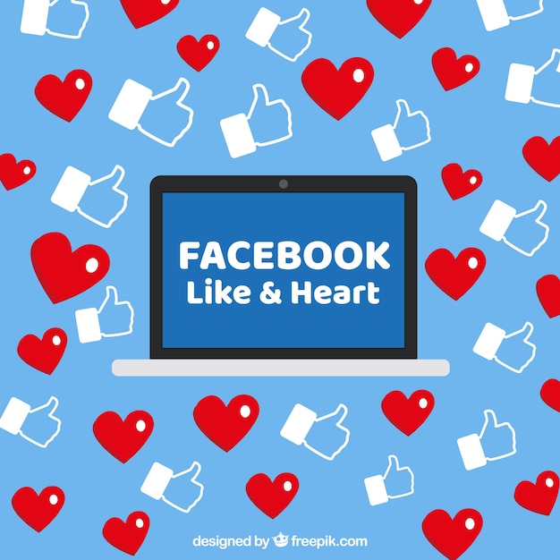 Bezpłatny wektor lubi i serca na facebooku