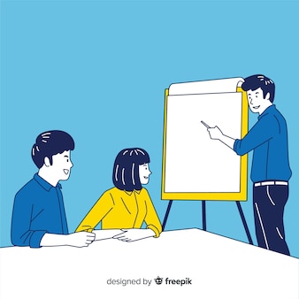 Ludzie biznesu w biurze w stylu koreańskim rysunku