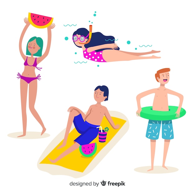 Ludzie cieszą się latem na plaży