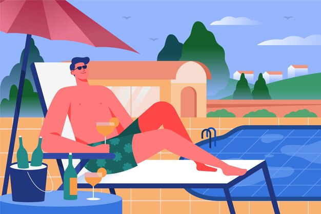 Ludzie korzystający z koncepcji staycation