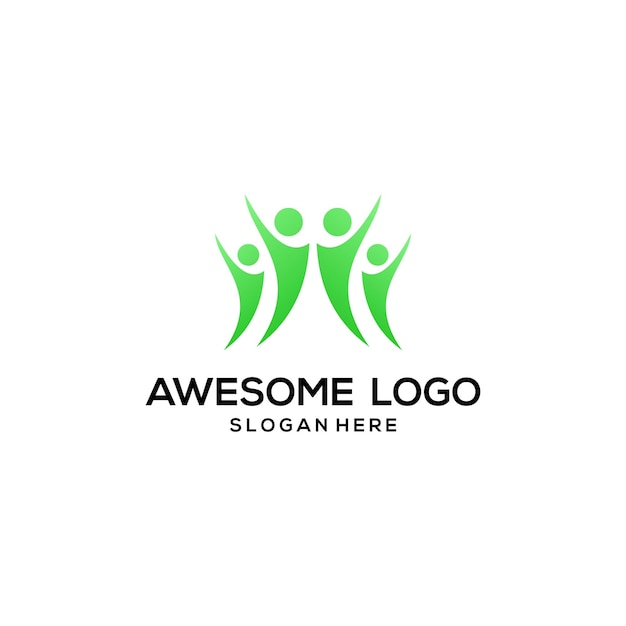 Bezpłatny wektor ludzie logo firmy projekt styl gradientu