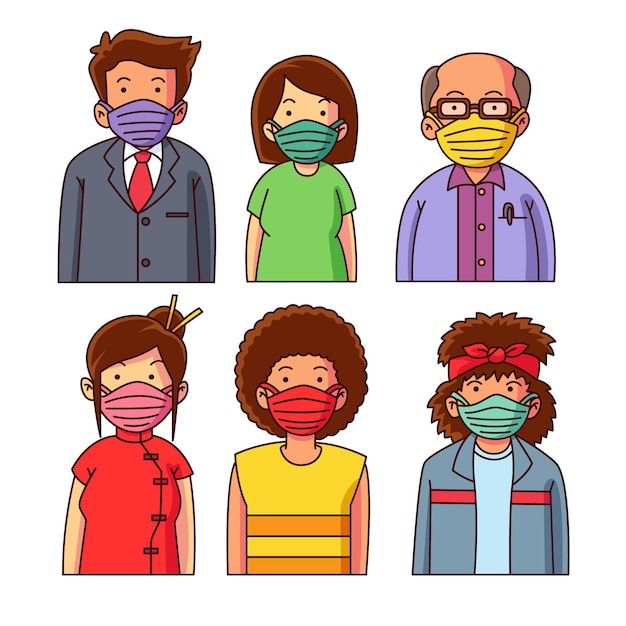 Ludzie Noszący Maski Z Tkaniny