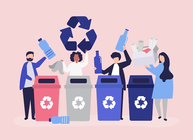 Ludzie Sortujący śmieci Do Recyklingu