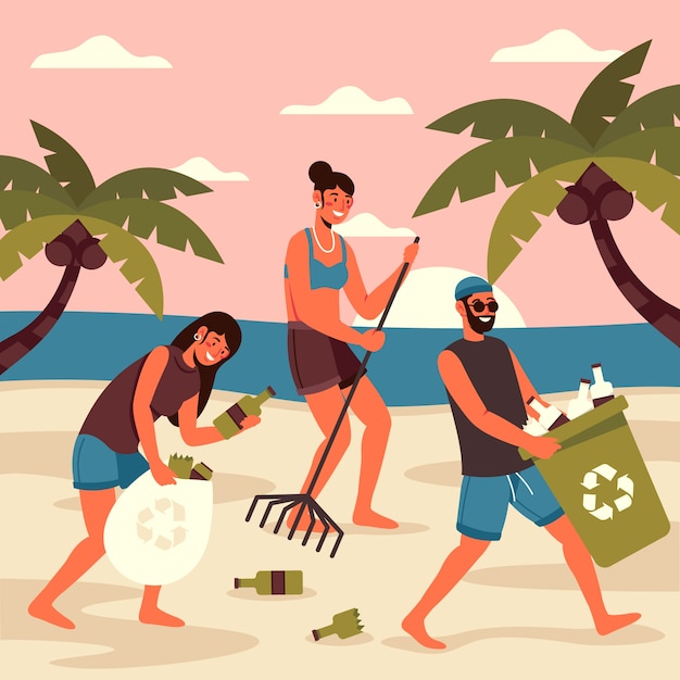 Ludzie, Sprzątanie Koncepcji Plaży
