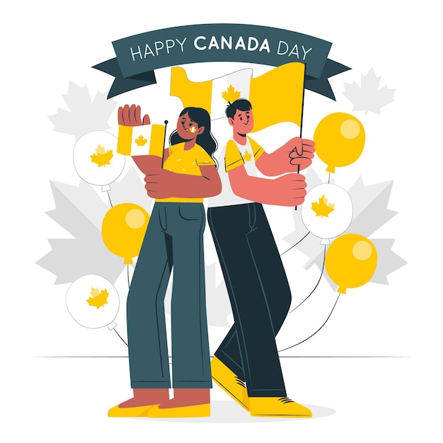 Ludzie świętują Ilustracja Koncepcja Dzień Kanady