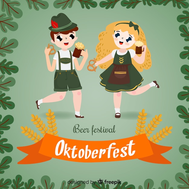 Bezpłatny wektor ludzie świętują oktoberfest