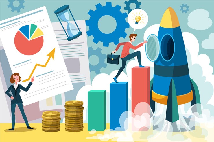 Bezpłatny plik Wektor ludzie tworzą razem start-up