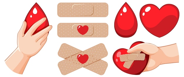 Bezpłatny wektor ludzka ręka z ikoną krwi do darowizny