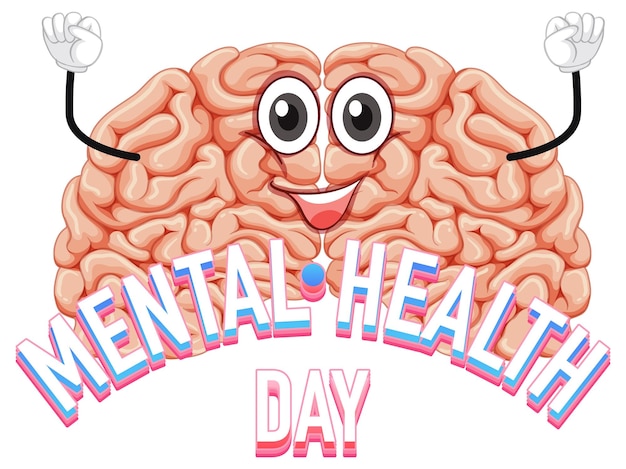 Bezpłatny wektor ludzki mózg na plakacie na dzień zdrowia psychicznego